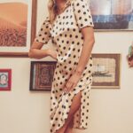 polka dot satin slip midi dress