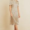 Polka dot satin midi slip dress