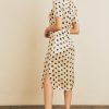 polka dot satin slip midi dress