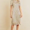 polka dot satin slip midi dress