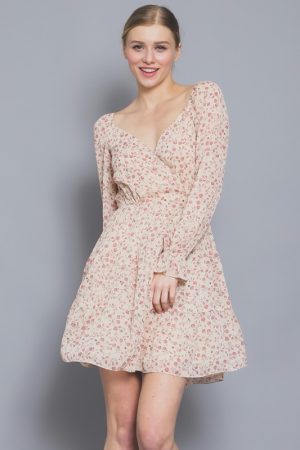 LONG SLEEVE TIERED FLOWY MINI DRESS