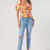 floral ruched puff sleeve square neck top canada