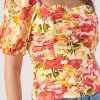 floral ruched puff sleeve square neck top canada
