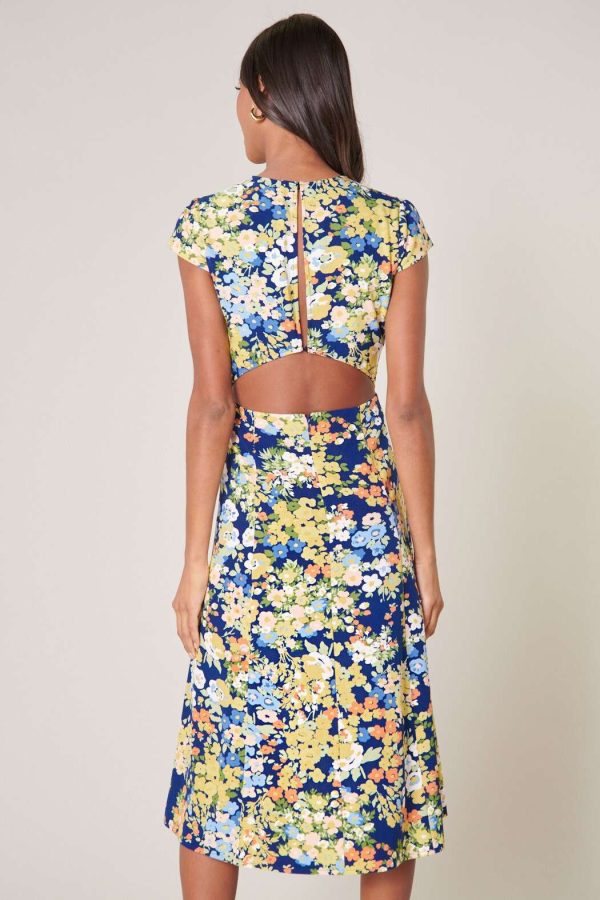 floral cut-out side slit midi dress canada