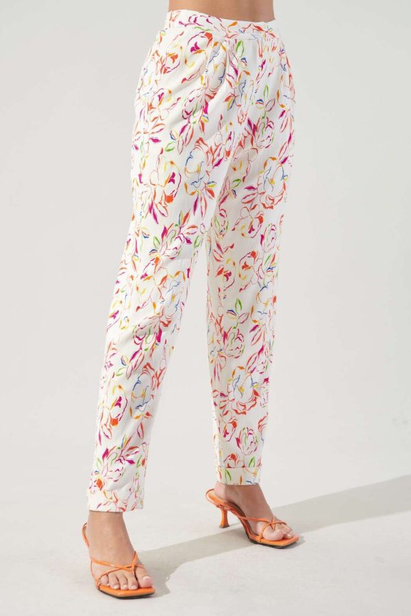 high waisted, tapered leg, pintuck detail trousers