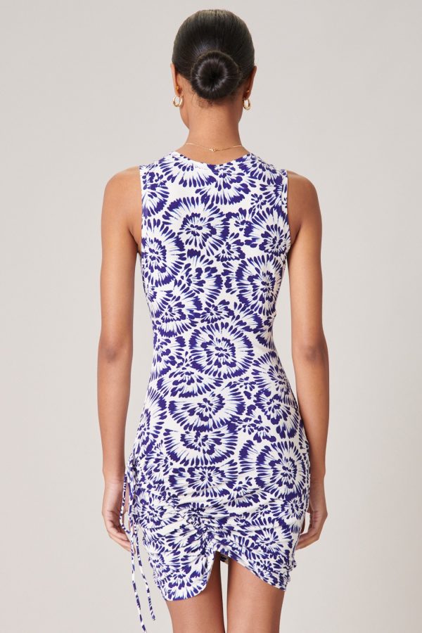 pattern side ruched bodycon mini dress