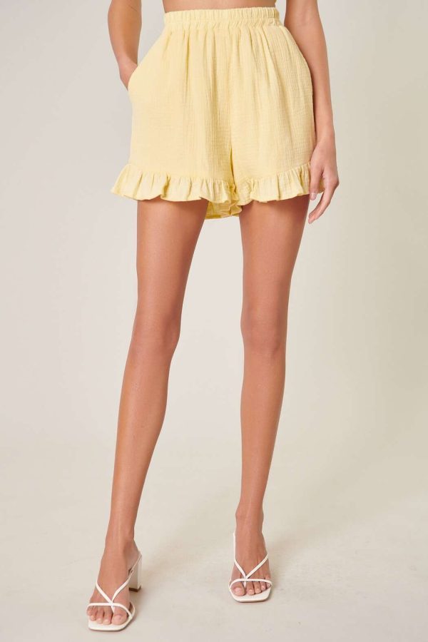 high waisted shorts with ruffle hem canada