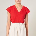 red v neck jersey t-shirt