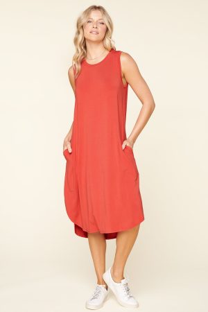 orange knit jersey midi dress