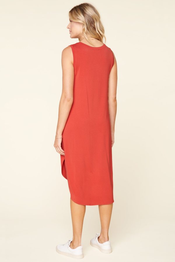 orange knit midi dress