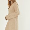 mock neck cutout v-shape sweater dress