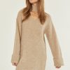 mock neck cutout v-shape sweater dress