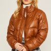 pu faux leather padded jacket