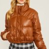 pu faux leather padded jacket