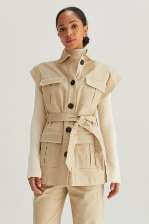 denim utility vest jacket