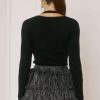 black cutout neck sweater top