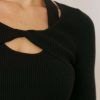black cutout neck sweater top