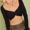 black ribbed sweater cropped top