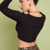 black ribbed sweater cropped top