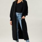 black duster length cardigan