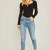 black heyhold shape with strings knit sweater top