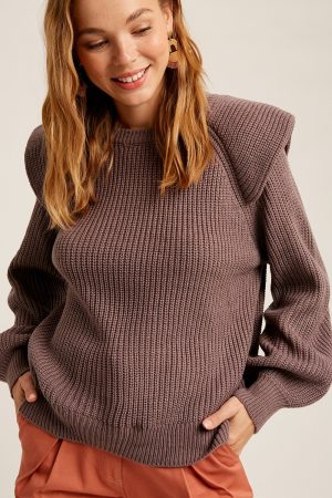 lavender layered shoulders oversized pullover sweater