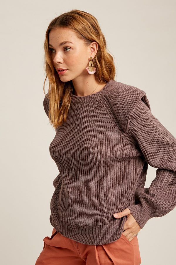 lavender layered shoulders oversized pullover sweater