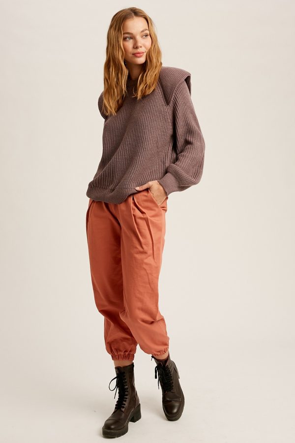 lavender layered shoulders oversized pullover sweater