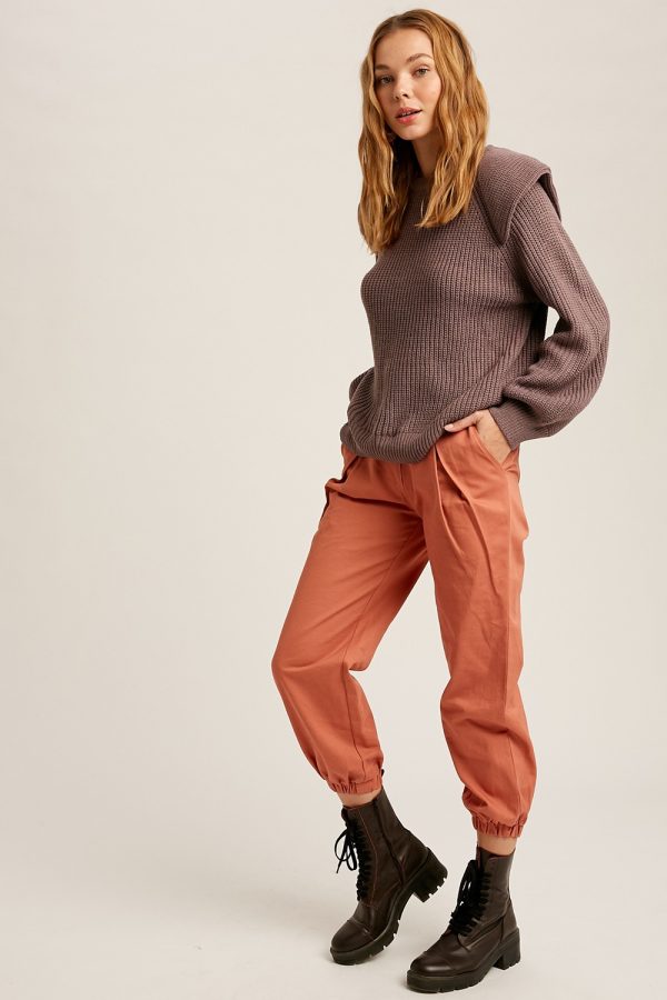 lavender layered shoulders oversized pullover sweater