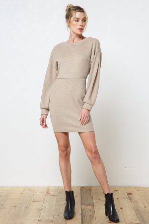brushed rib mini dress