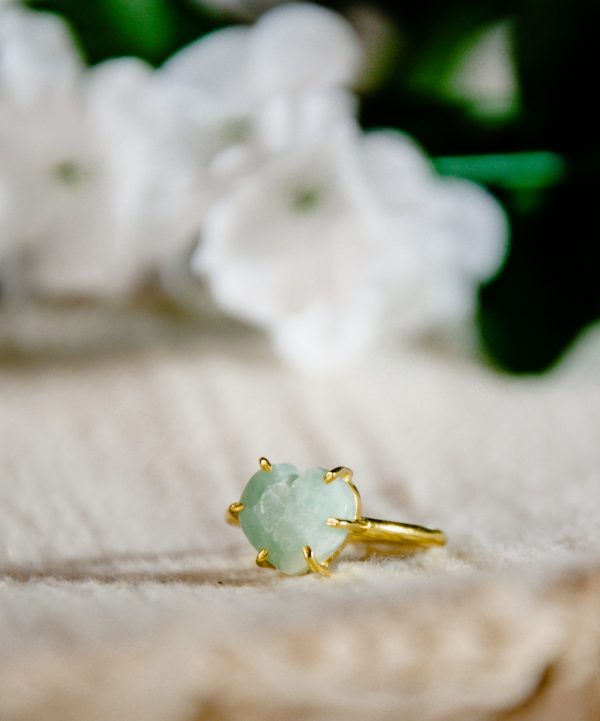 heart shaped glass stone ring