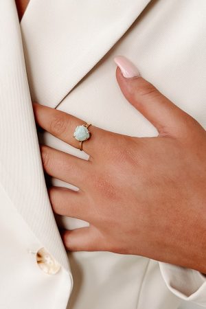 heart shaped glass stone ring