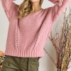 pink long sleeve sweater top