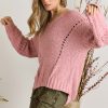 pink long sleeve sweater top