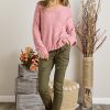 pink long sleeve sweater top