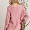 pink long sleeve sweater top