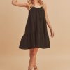 black cotton gauze summer mini dress