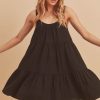 black cotton gauze summer mini dress