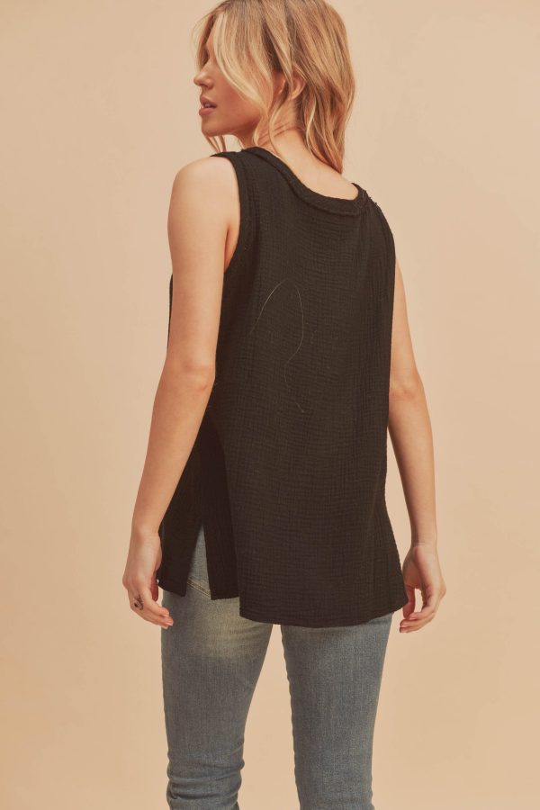 black gauze tank top