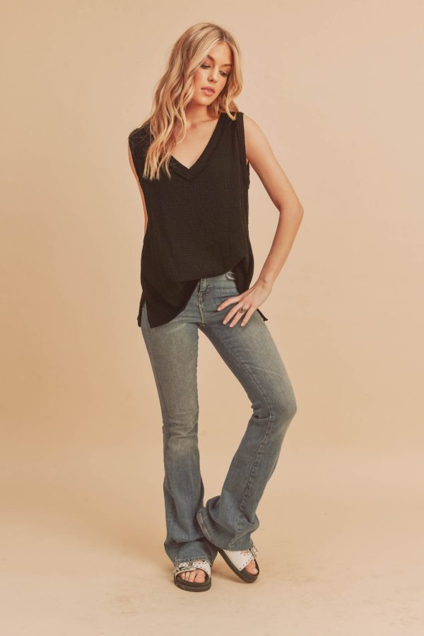 black gauze tank top