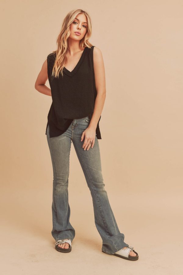 black gauze tank top