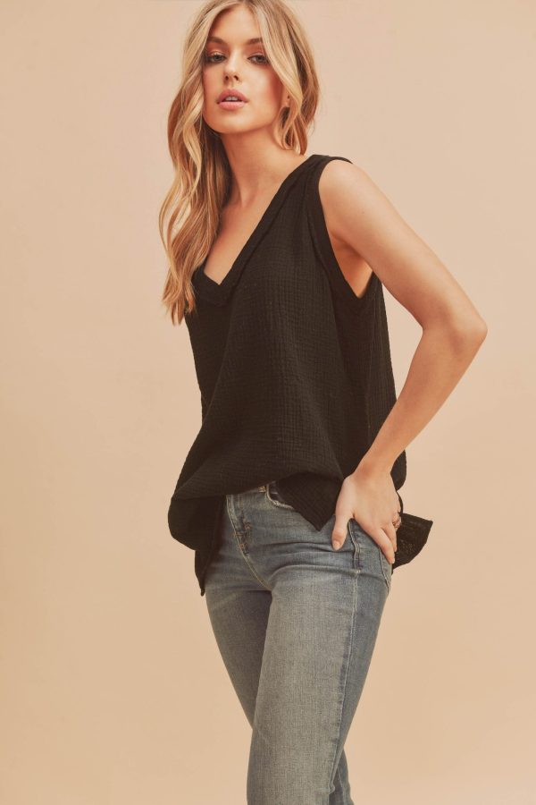 black gauze tank top