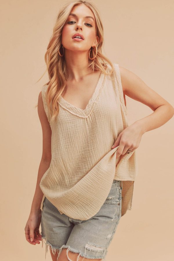 oatmeal sleeveless tank top