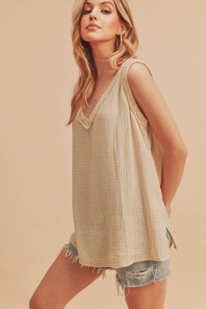 oatmeal sleeveless tank top