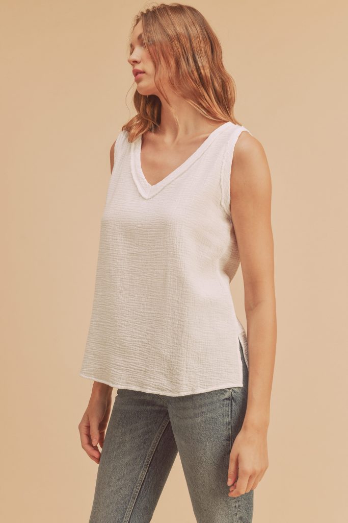 white gauze tank top