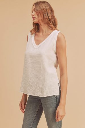 white gauze tank top