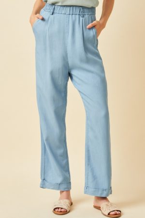 tencel wide leg denim pants