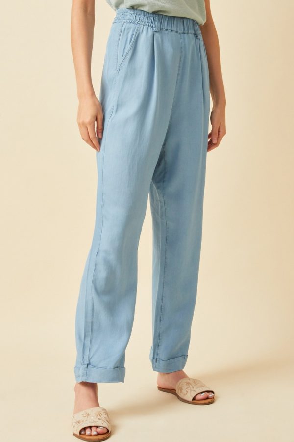 tencel wide leg denim pants