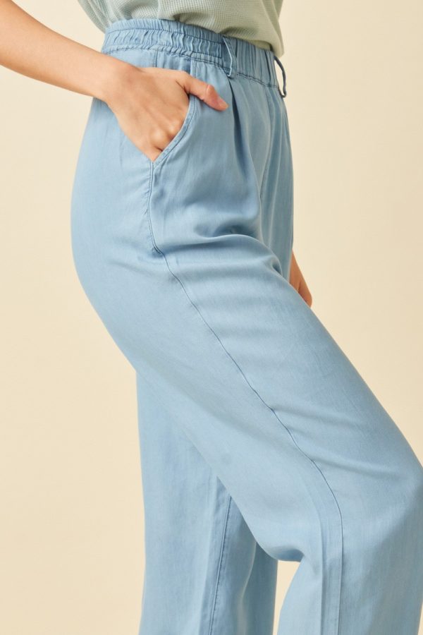 tencel wide leg denim pants
