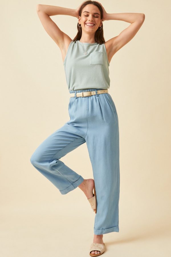 tencel wide leg denim pants